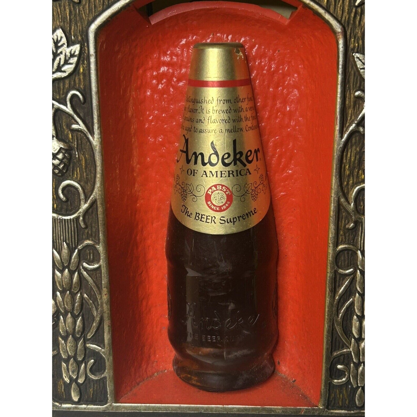 PABST Andeker vintage beer sign frame detail 1970s collectible