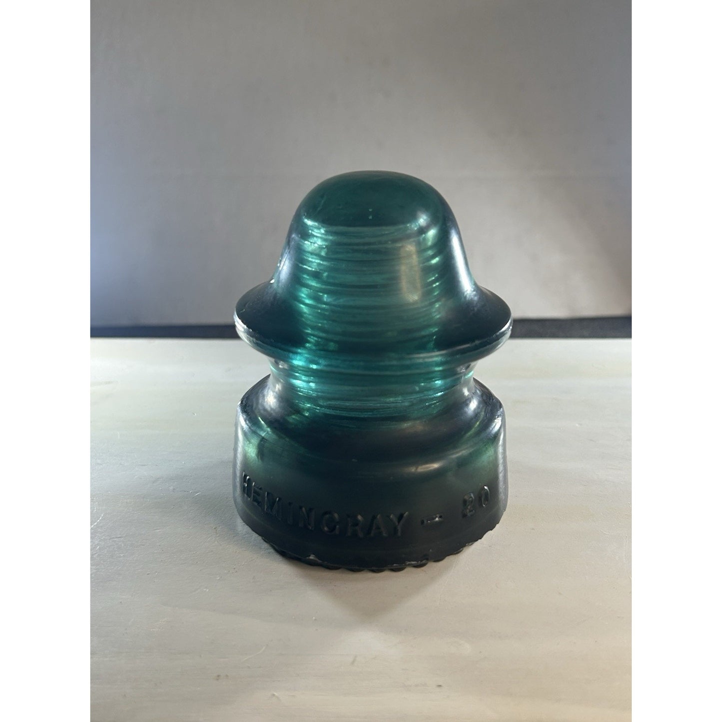 RARE Vintage Green Black Swirl Hemingray 20 Glass Insulator Matte Glass. Scarce!