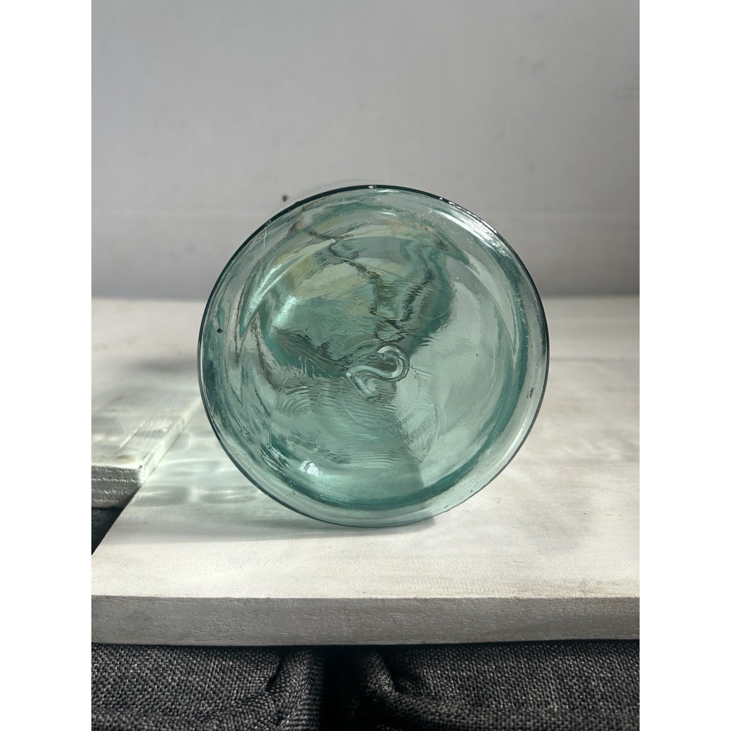 Vintage Atlas E-Z Seal Quart Jar Light Blue w/ Original Lid & Wire Bail – 1930s