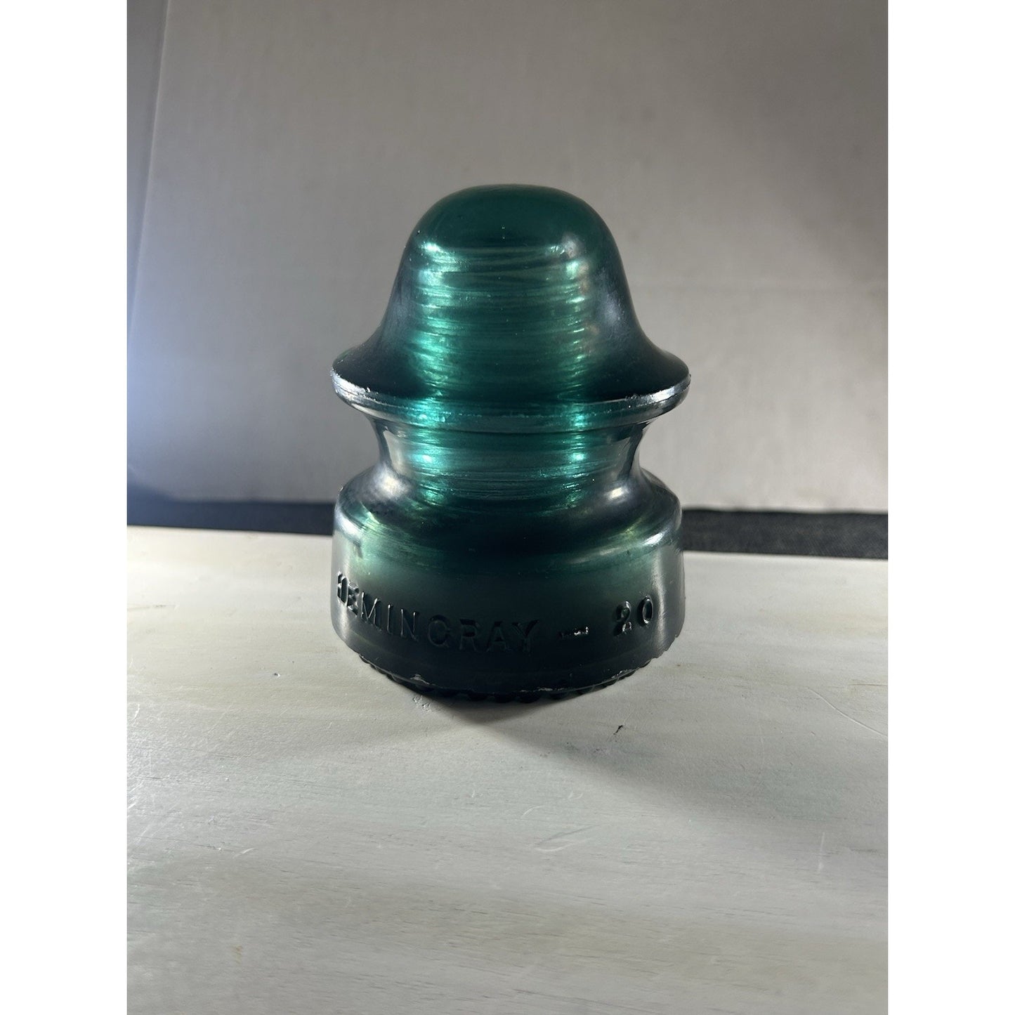 RARE Vintage Green Black Swirl Hemingray 20 Glass Insulator Matte Glass. Scarce!