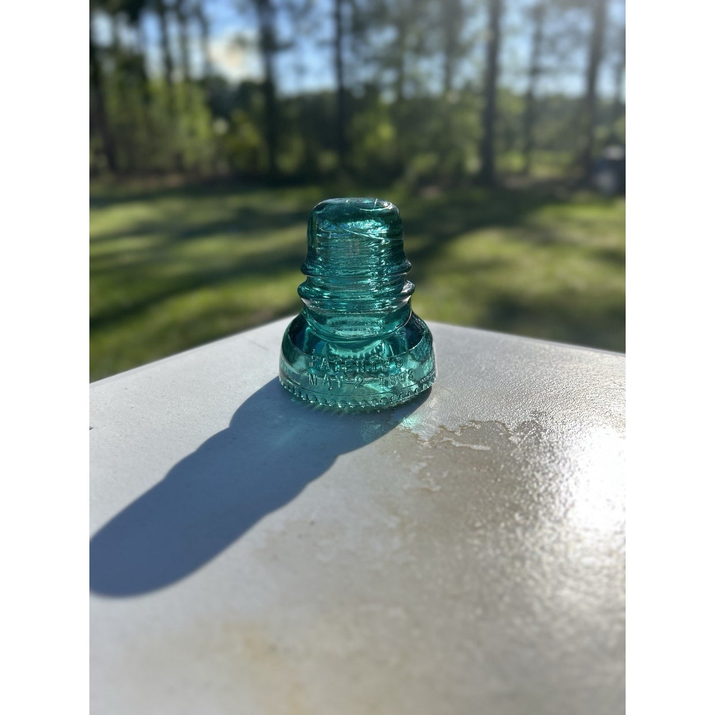 Antique Hemingray Petticoat Aqua Glass Insulators — Patent May 2 1893 — Matched Pair — Rare Style