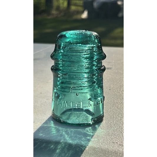 Gorgeous Vintage Ice Green AM TEL and TEL CO Elmer NJ Glass Insulator Rare