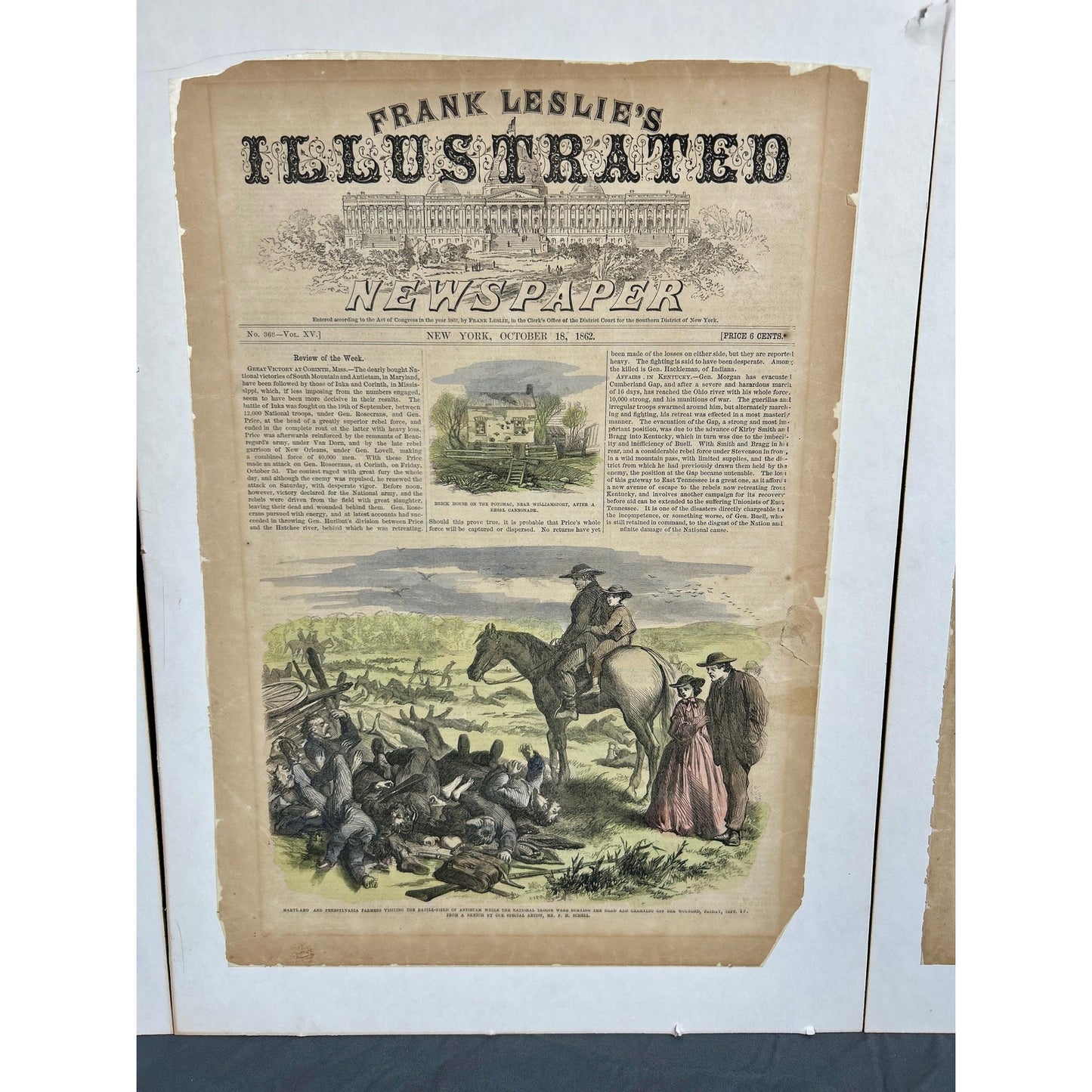 Antique Civil War 1862 Frank Leslie’s Newspaper Antietam Ironclad Original Covers Set of 3 Authentic Naval Battle Engraving Illustrated News