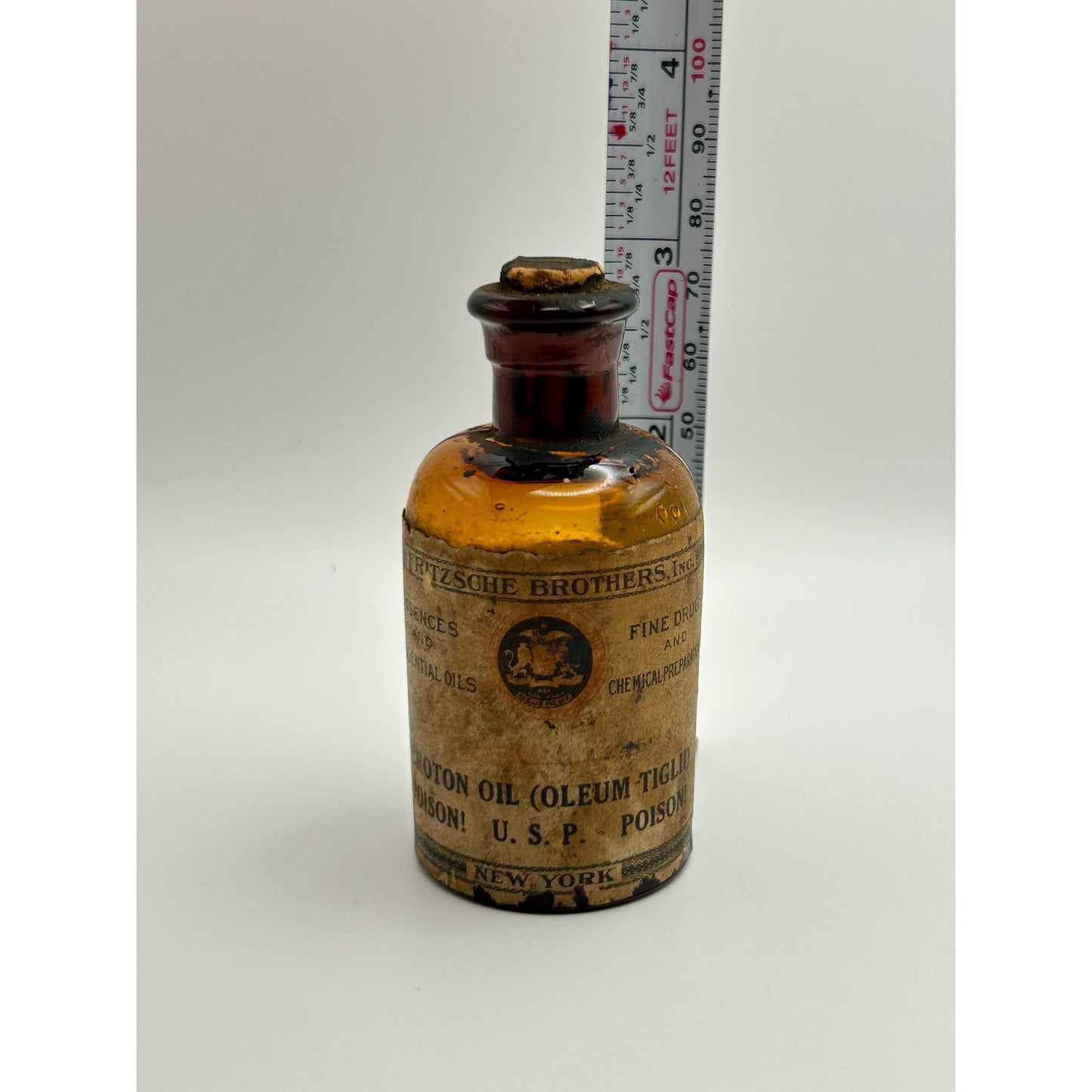 Antique Amber Apothecary Poison Bottle Eli Lilly Pharmacy Medicine Bottle Calcium Sulphide Vintage Drugstore Glass. Rare original contents