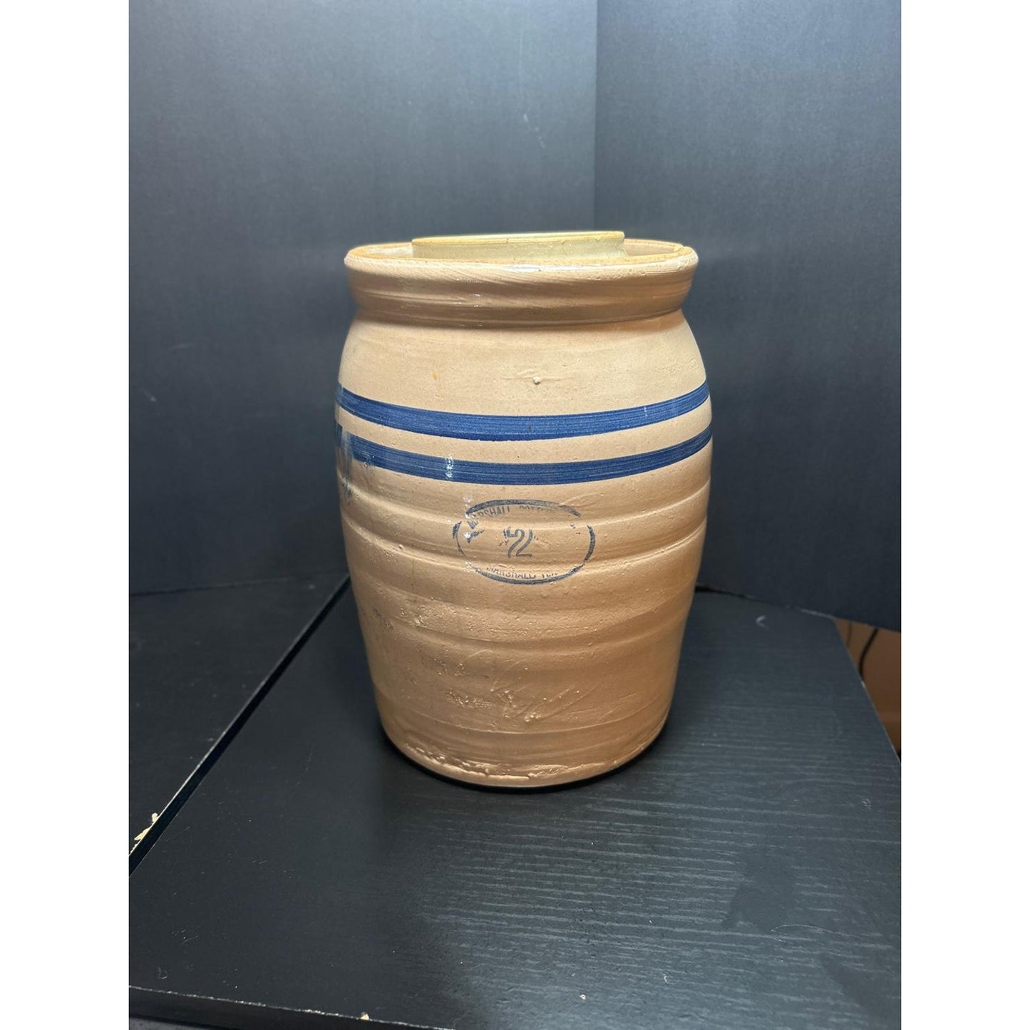 Antique Marshall Pottery 2 Gallon Butter Churn w/ Original Lid | Texas Stoneware Crock | Rustic Farmhouse Primitive Decor | 1930s–1950s