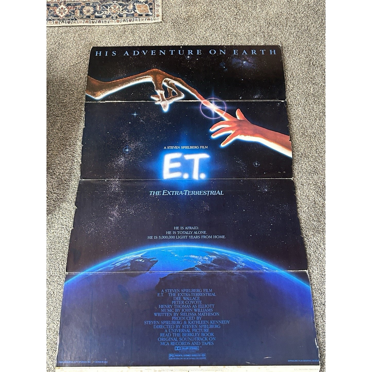 Vintage 1982 E.T. The Extra Terrestrial Original Movie Theater Standee Poster