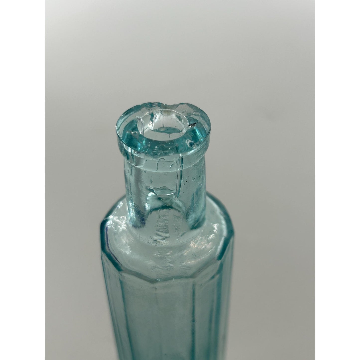 Antique Kendall’s Spavin Cure For Human Flesh Bottle – Aqua Glass Embossed Patent Medicine c1900