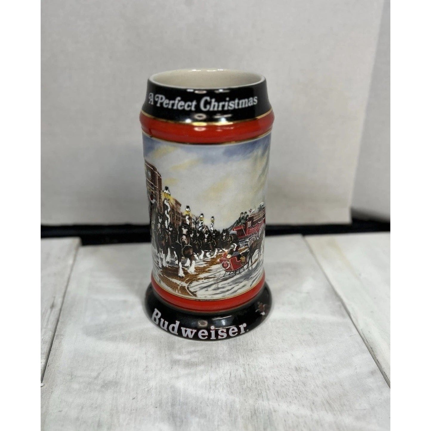 Vintage Budweiser Ceramarte holiday mug 1992 handle detail
