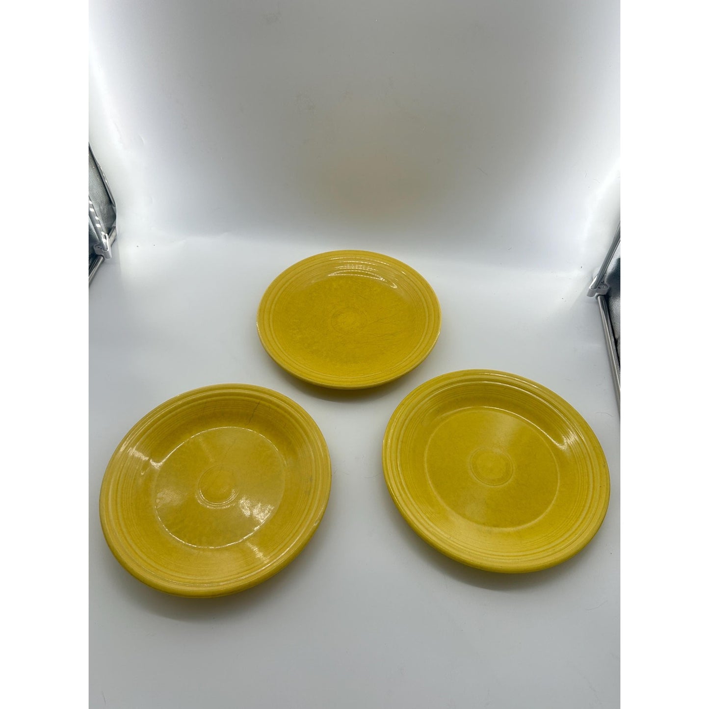 Fiesta Sunflower Yellow Dinner Plates Set • Homer Laughlin Fiesta Ware • Lead Free USA • Yellow Ring Rim Plates • 10.5” Vintage Style