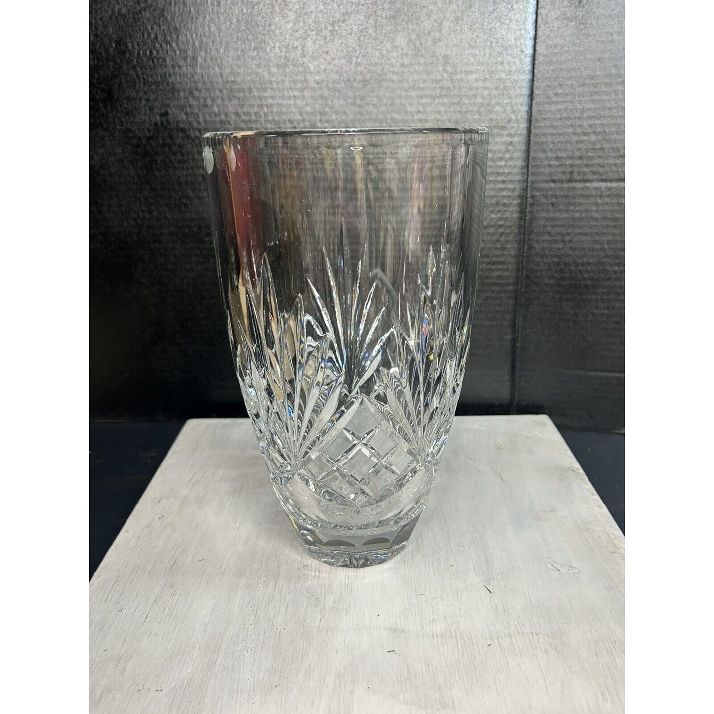 Gorgeous Vintage Large Rogaska Cut Glass Full Lead Crystal Vase . Heavy. MCM