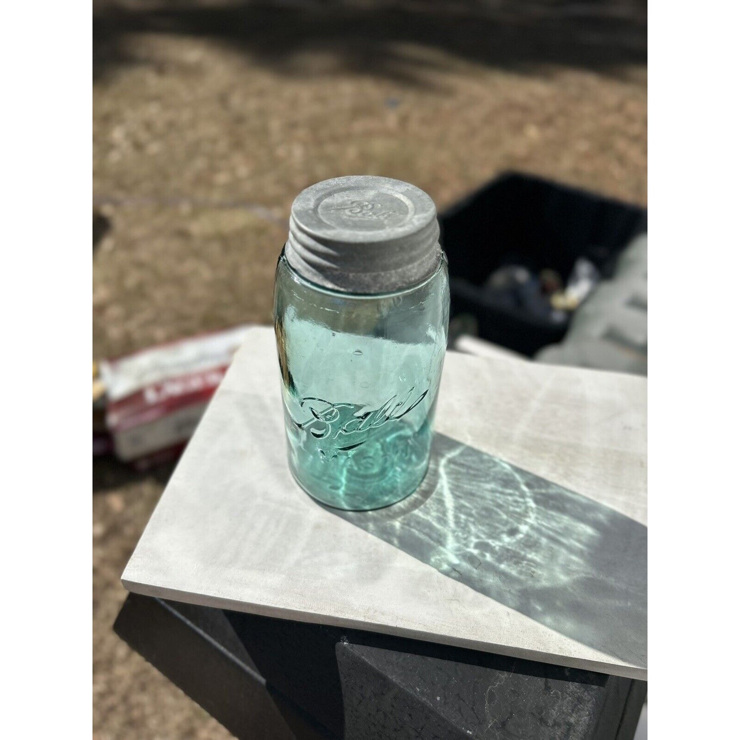 Ball Triple L mason jar 1900-1910 aqua all angles