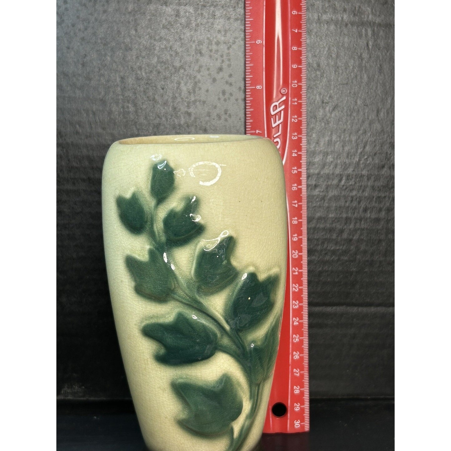 Vintage floral porcelain vase 8 inch all angles view