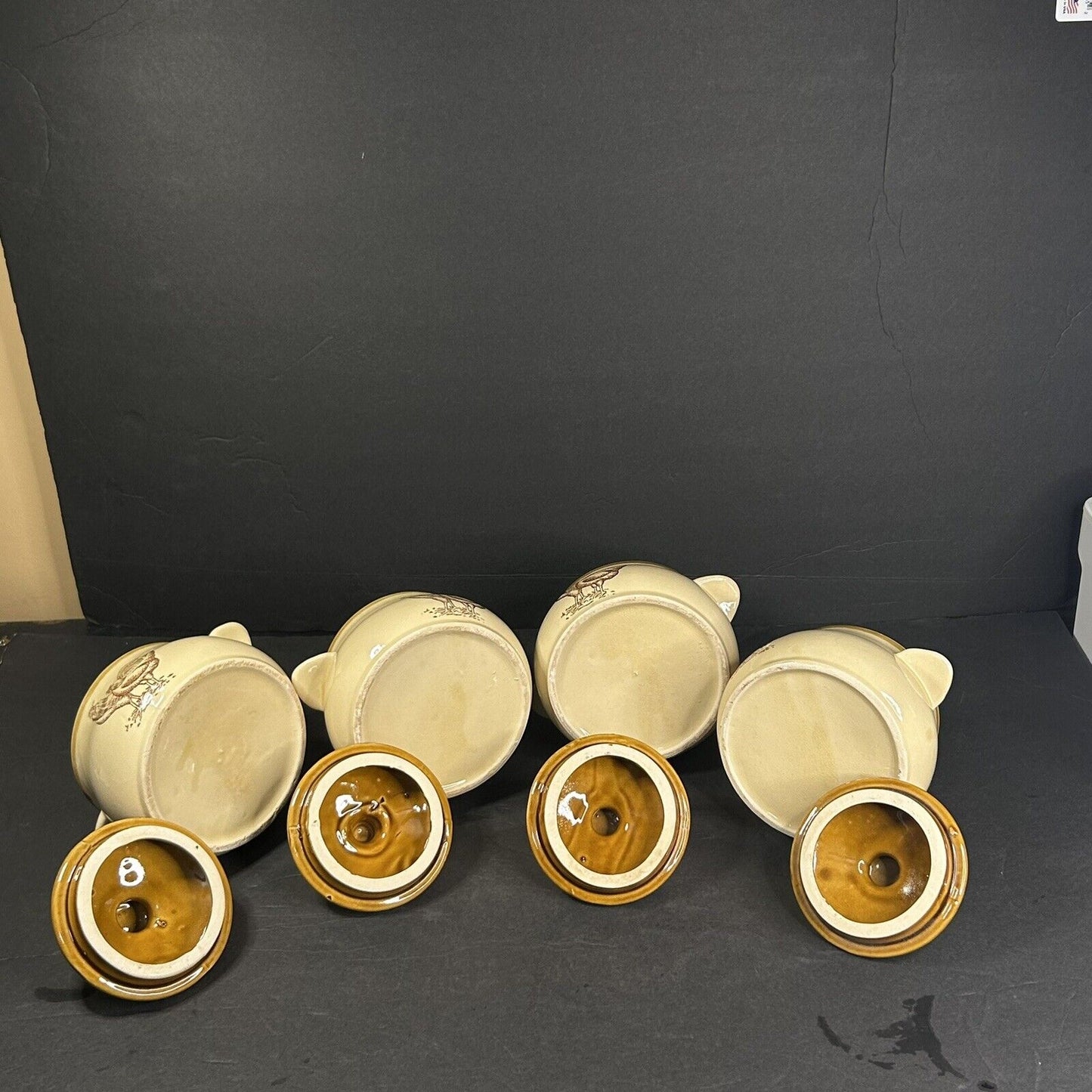 Rustic chicken casserole dishes set 4 farmhouse kitchen display