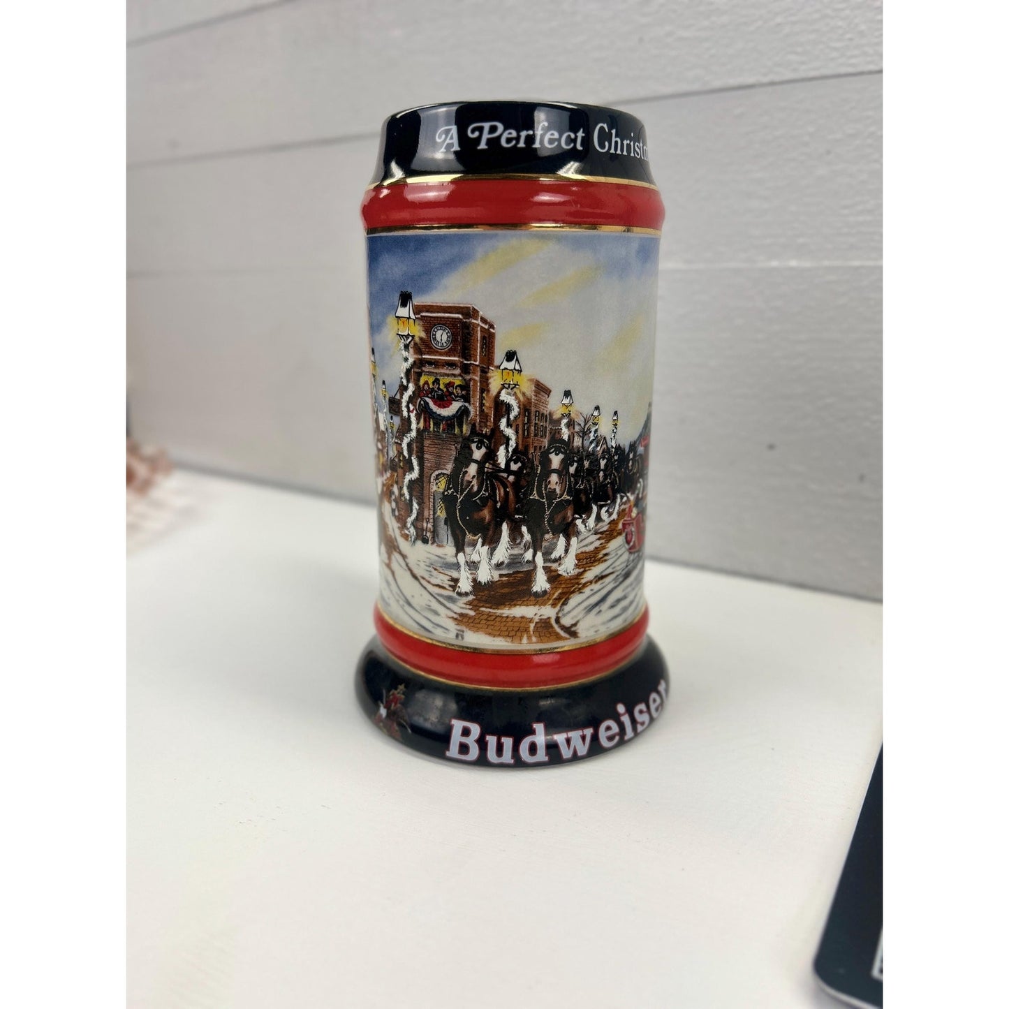 Vintage Budweiser Clydesdales Beer Stein 1992 A Perfect Christmas Holiday Mug Anheuser Busch Ceramarte Breweriana . Great Christmas gift