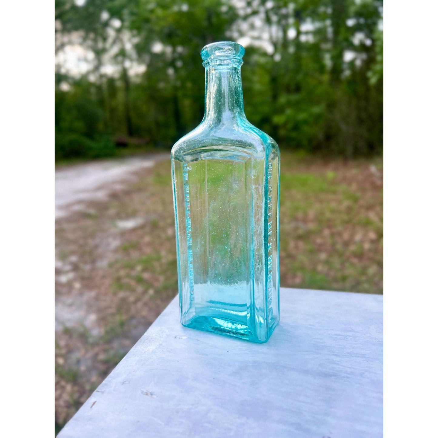 Antique Dr Greene’s Nervura Aqua Blue Patent Medicine Bottle c1890 Embossed Blood Nerve Remedy Apothecary Glass