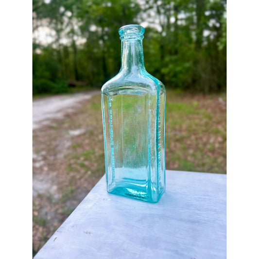 Antique Dr Greene’s Nervura Aqua Blue Patent Medicine Bottle c1890 Embossed Blood Nerve Remedy Apothecary Glass