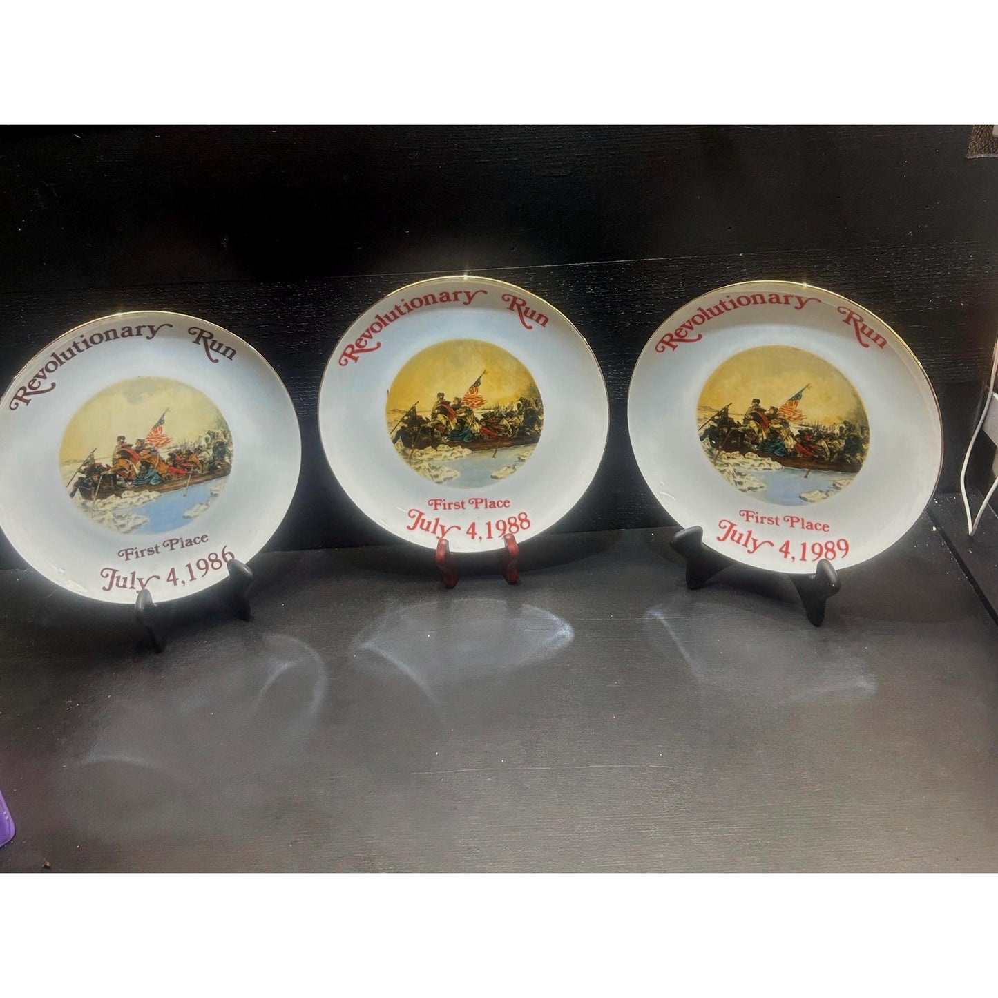 Revolutionary Run Plates Set 1986 1988 1989 – Washington Crossing the Delaware – July 4th Commemorative Patriotic Collectibles. America