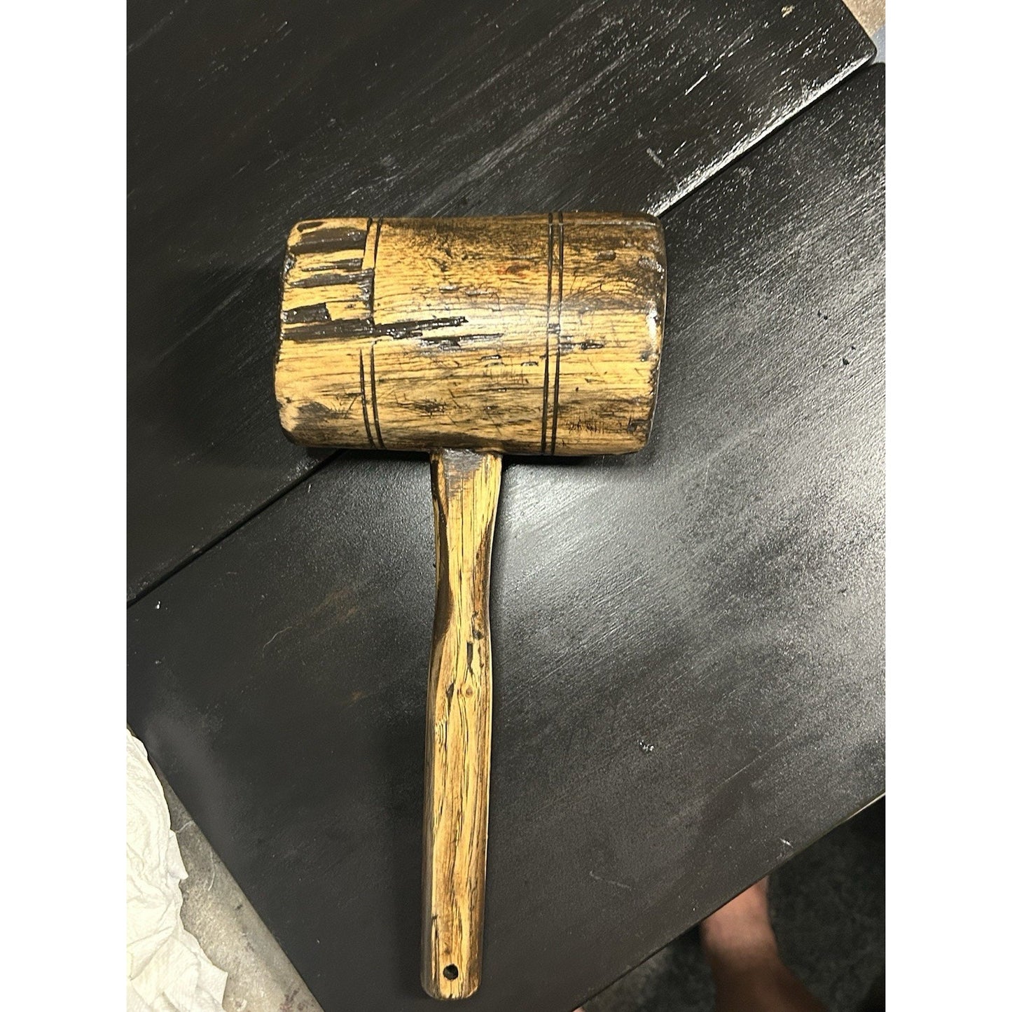 Antique Carpenter's Mallet — Early 1900s — Tight Original Handle — Solid Hardwood Joiner's Tool — Primitive Farmhouse Decor