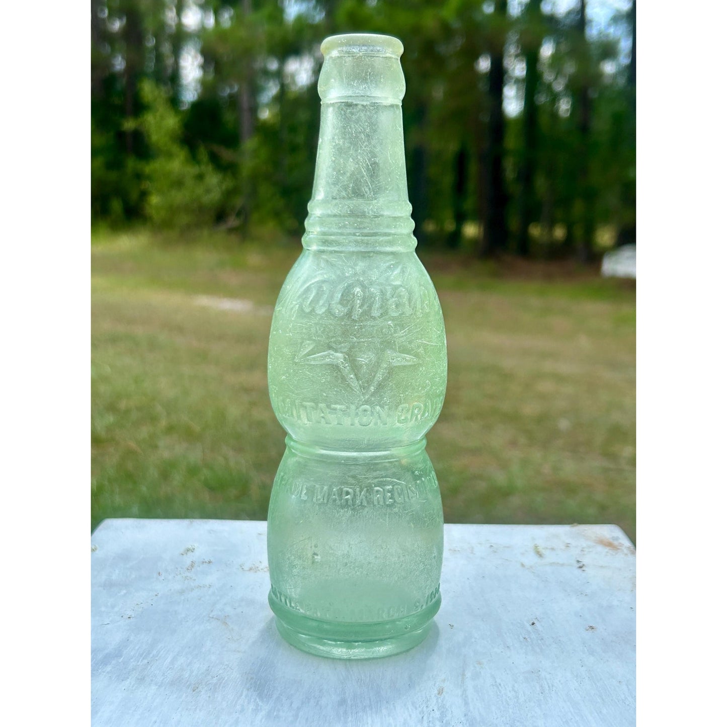 Antique NuGrape Soda Bottle, Savannah Georgia, Embossed 6 oz Green Glass, Patented March 9 1920 . Scarce vintage bottle. Savannah , GA