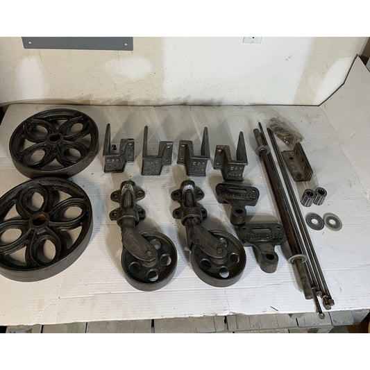 Complete Antique 1800s Lineberry Factory Cart Daisy Wheels Hardware Set