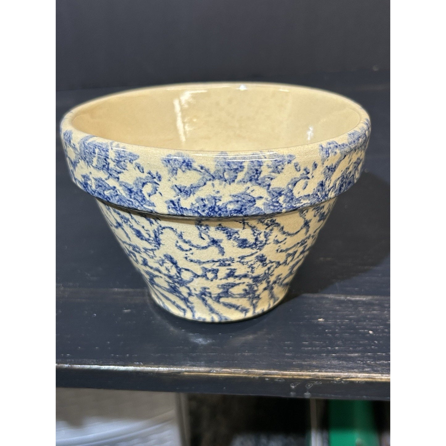 RRP Ransbottom 305 blue spongeware mixing bowl side view
