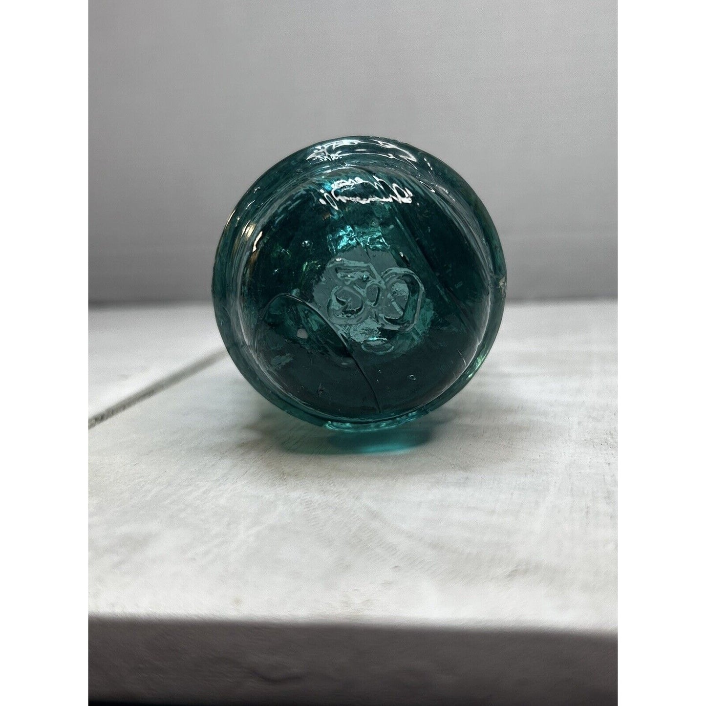 Antique Green Brookfield Glass Insulator — Embossed Dome Top — Uncommon Color