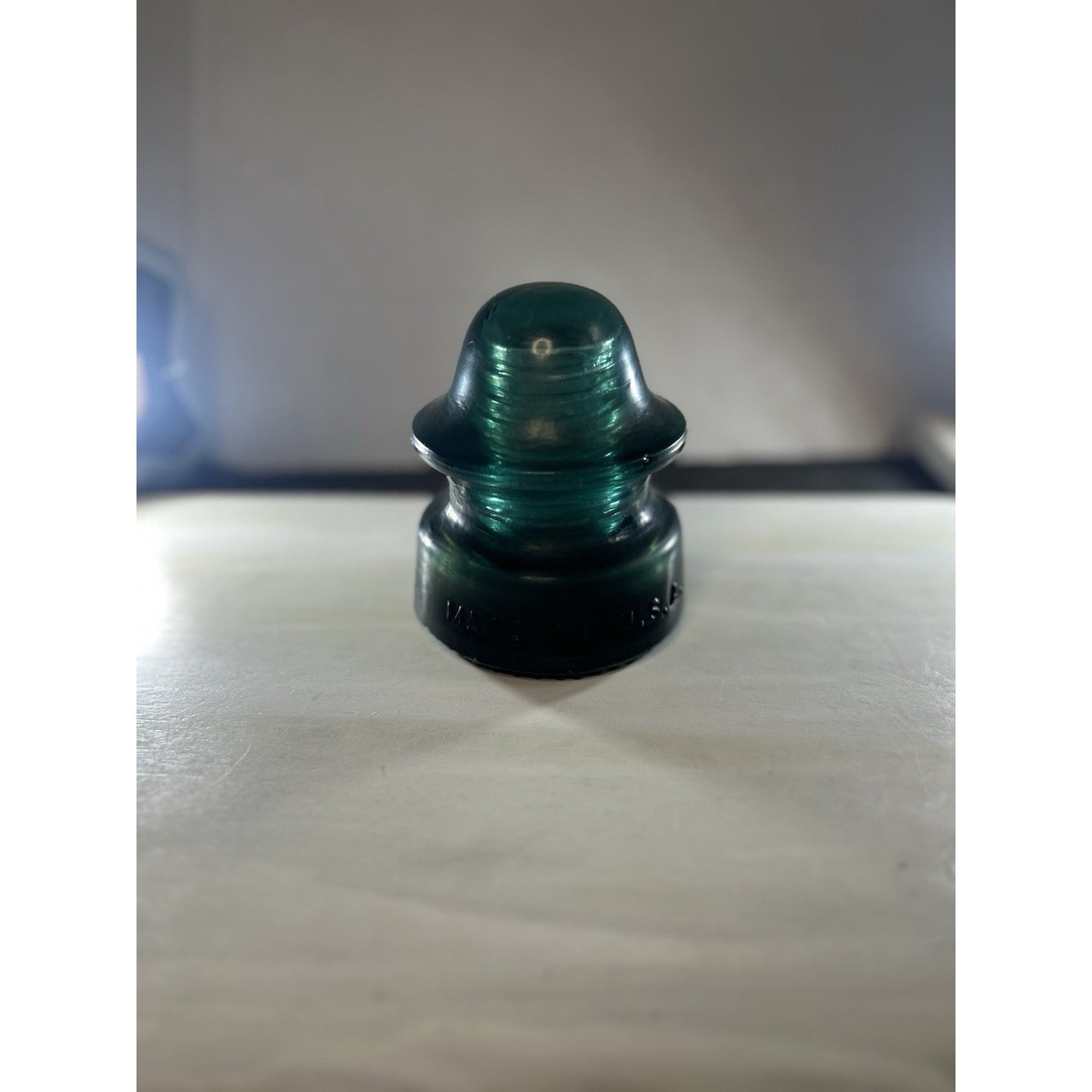 RARE Vintage Green Black Swirl Hemingray 20 Glass Insulator Matte Glass. Scarce!