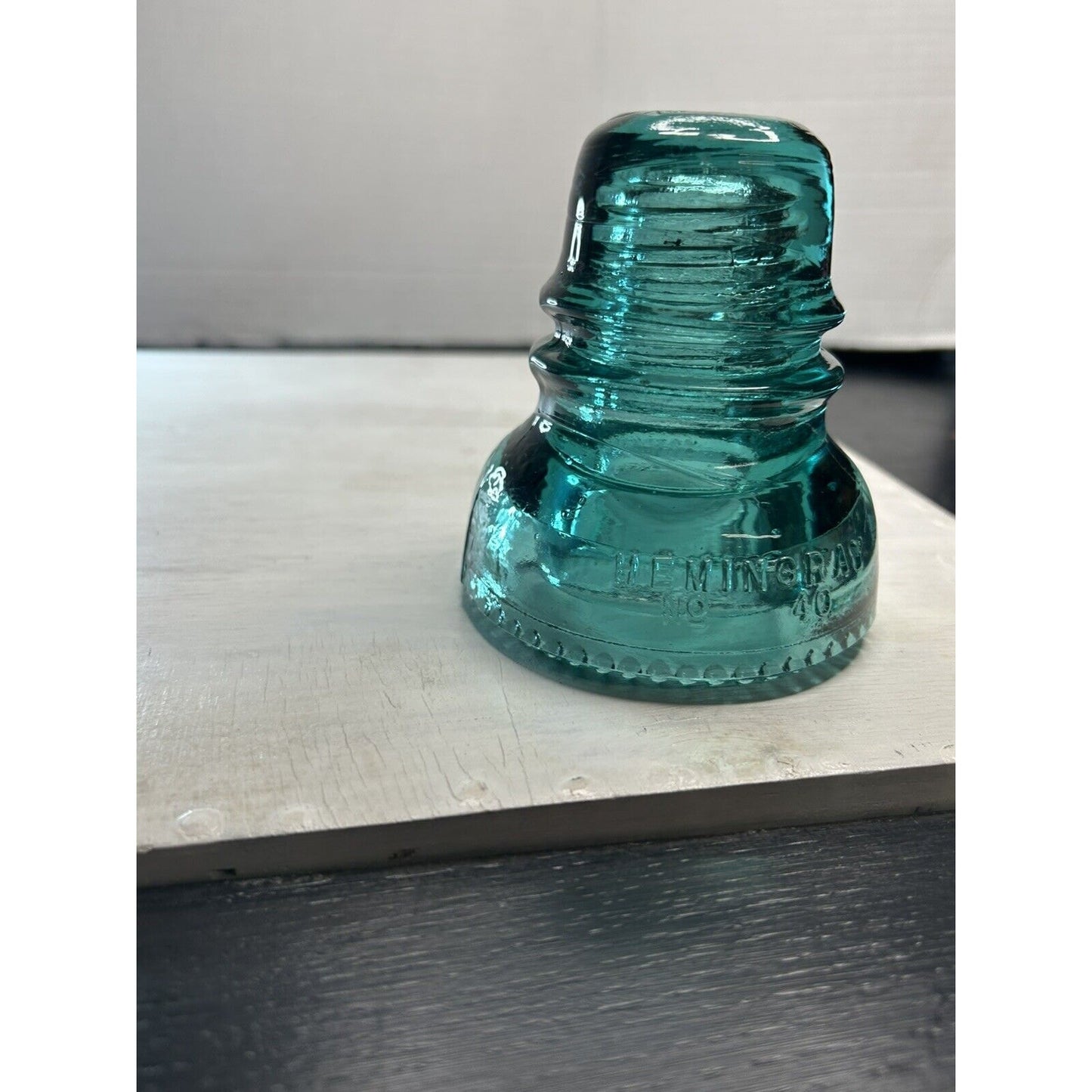 Antique Hemingray No. 40 CD 152 Aqua Glass Insulator — Patent May 2, 1892 — Embossed Variant
