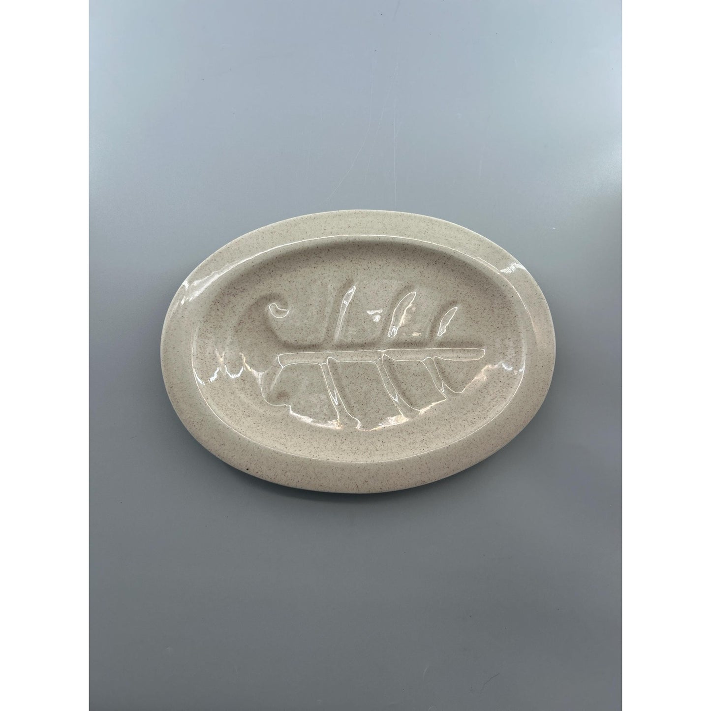 Vintage Red Wing USA Fish Platter Stoneware Fish Bone Serving Plate Speckled Mid Century Kitchen Seafood Dish 12 Inch Farmhouse