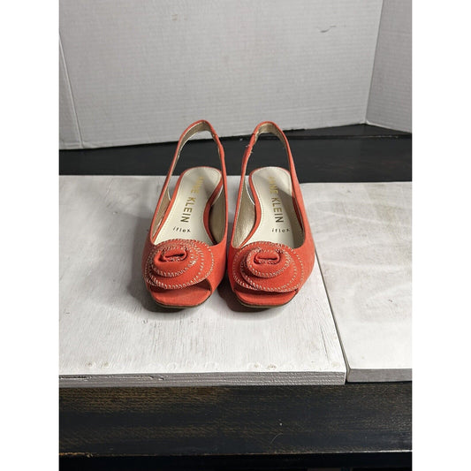 Anne Klein Papillon Coral Peep Toe Slingback Heels 6.5 M New. Very Pretty Shoes!