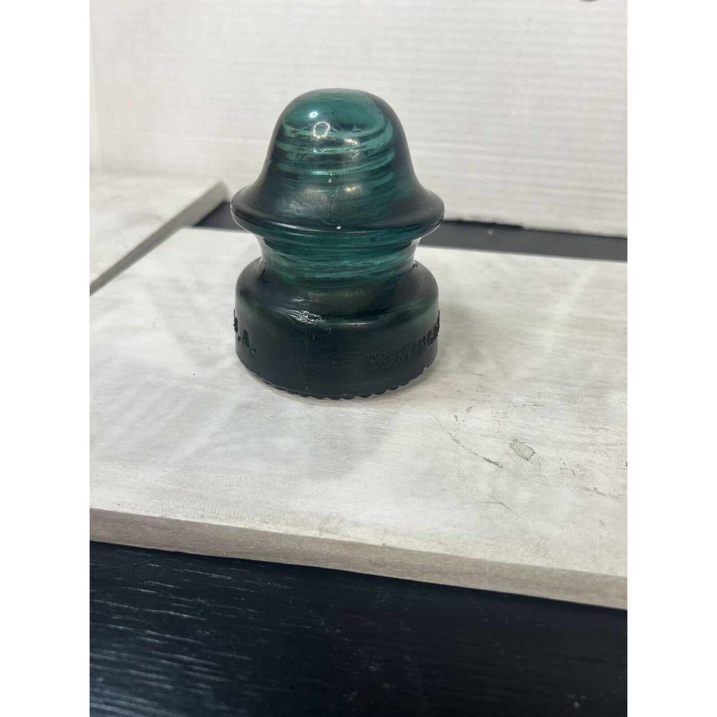 Antique Hemingray No. 20 Dark Emerald Green Glass Insulator — CD 145 — Rare Color