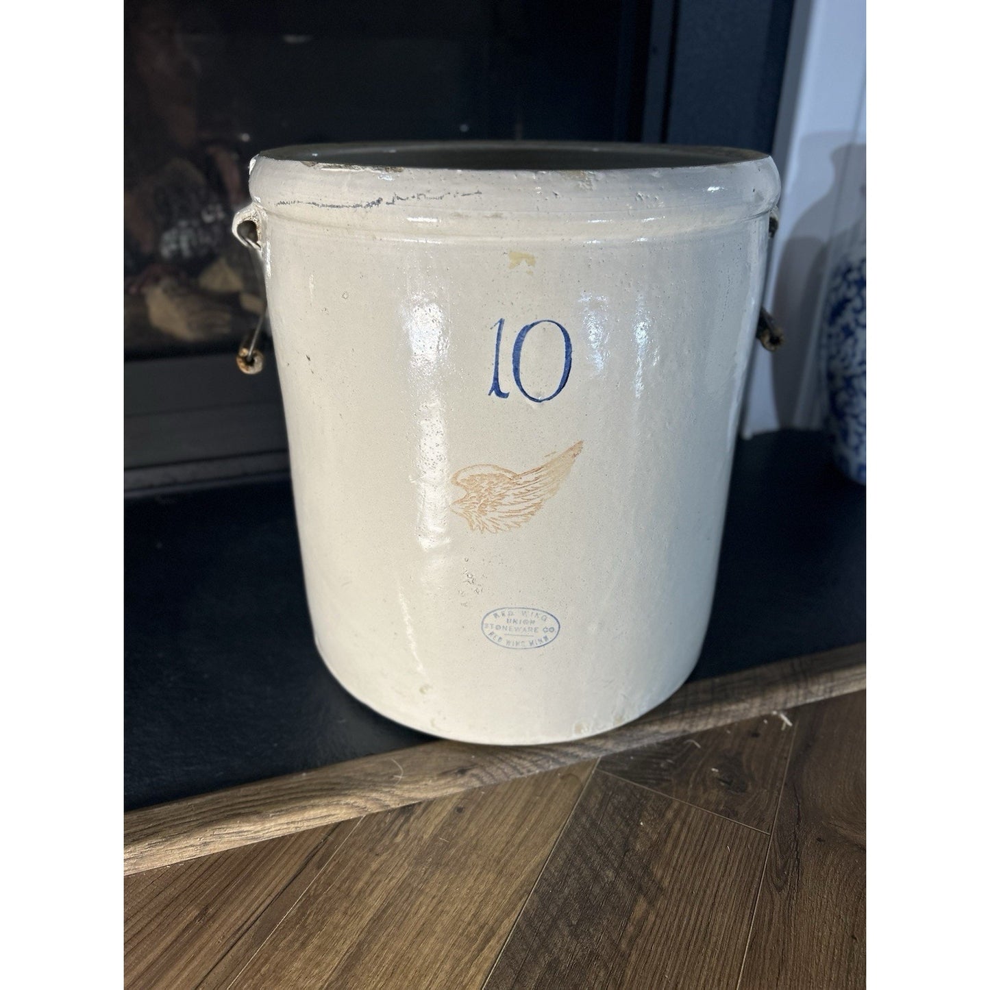 Antique Red Wing 10-Gallon Stoneware Crock — Early 1900s — Farmhouse Statement Piece