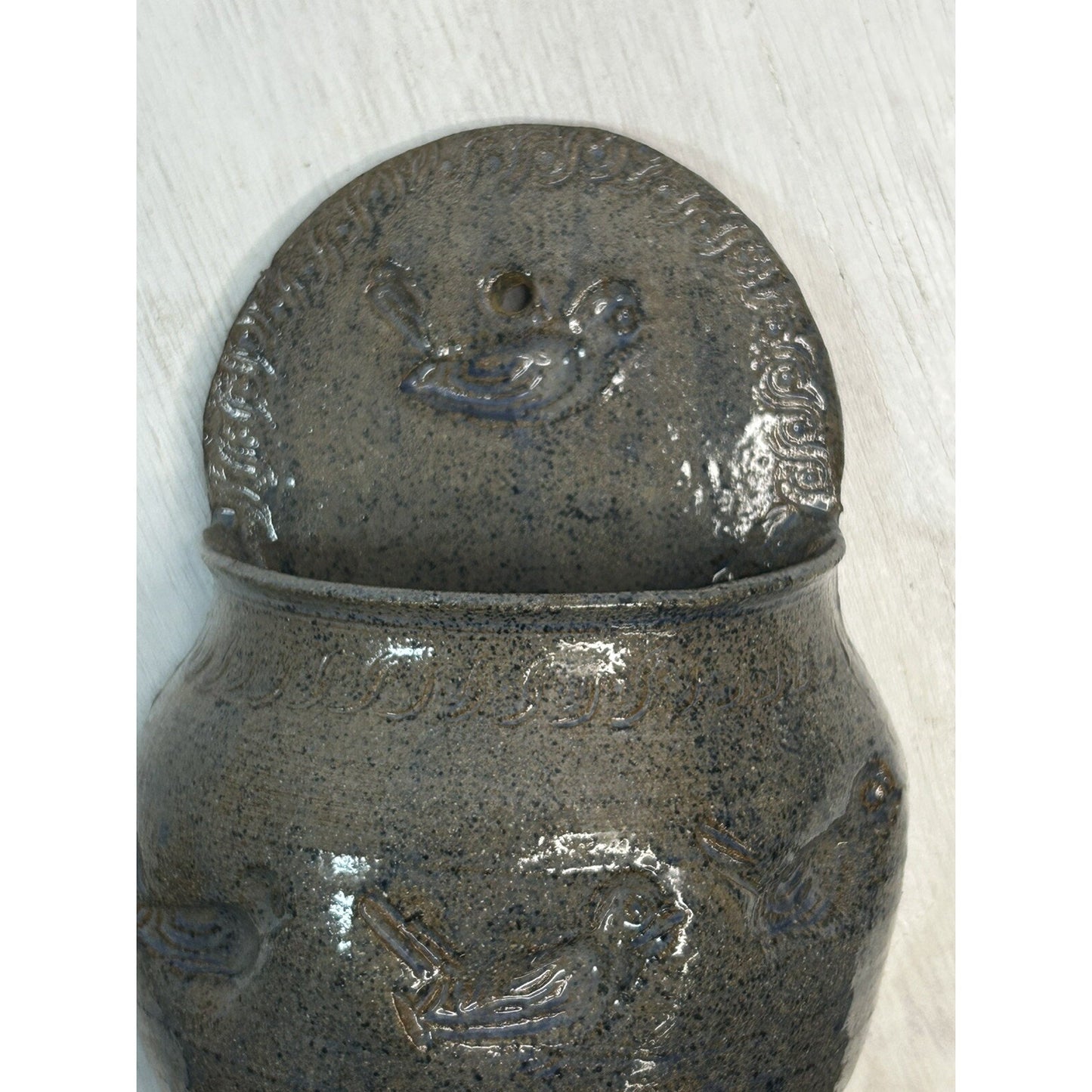 Vintage Mid-Century Signed Folk Art Wall Planter — PEA Art Deco Pottery — Mexico