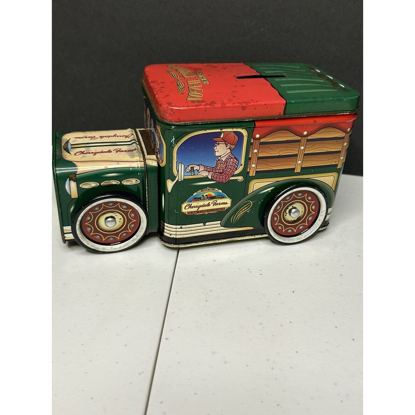 Vintage Nobel Hall Cherrydale Farms "The Goody Wagon" Tin Truck Coin Bank. NEW!!