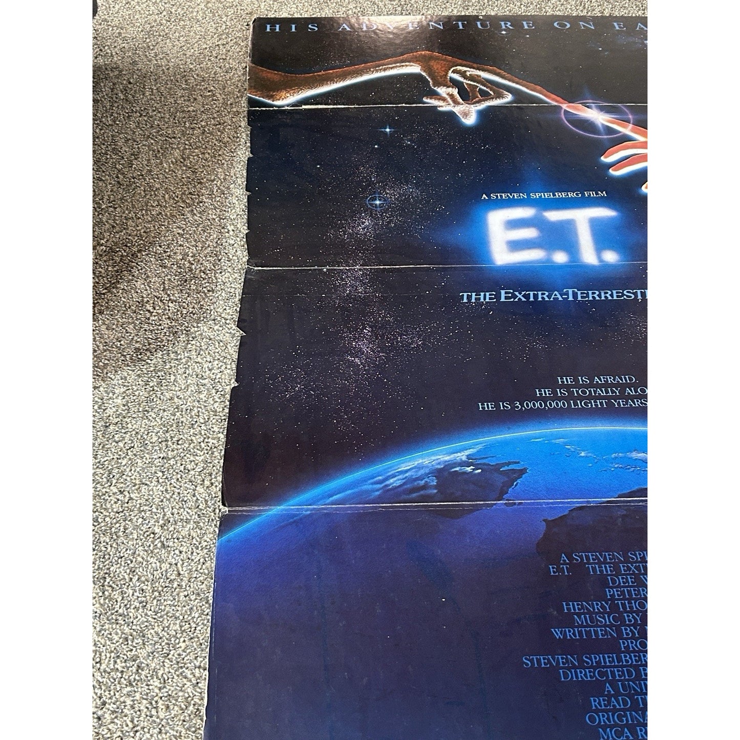 Vintage 1982 E.T. The Extra Terrestrial Original Movie Theater Standee Poster