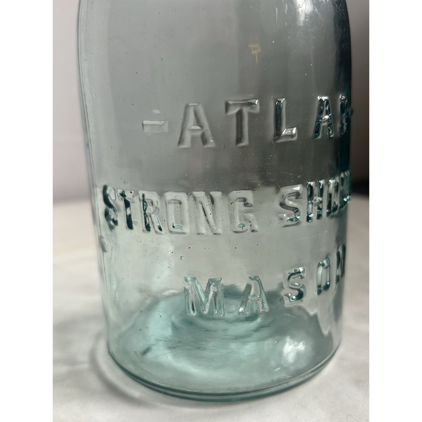 Vintage Atlas Strong Shoulder Mason Jar Aqua Blue w/ Zinc Lid – Quart – 1930s