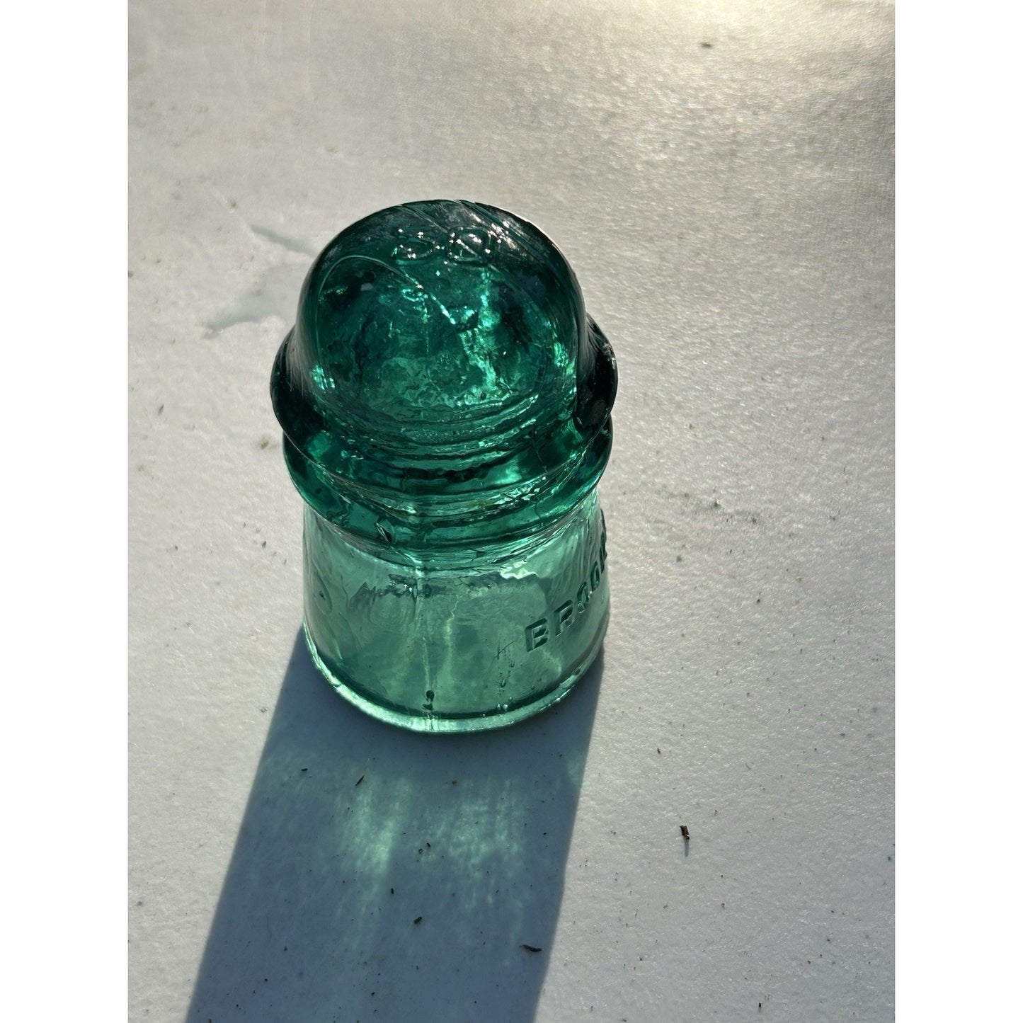 Dark emerald Brookfield glass insulator full overall condition