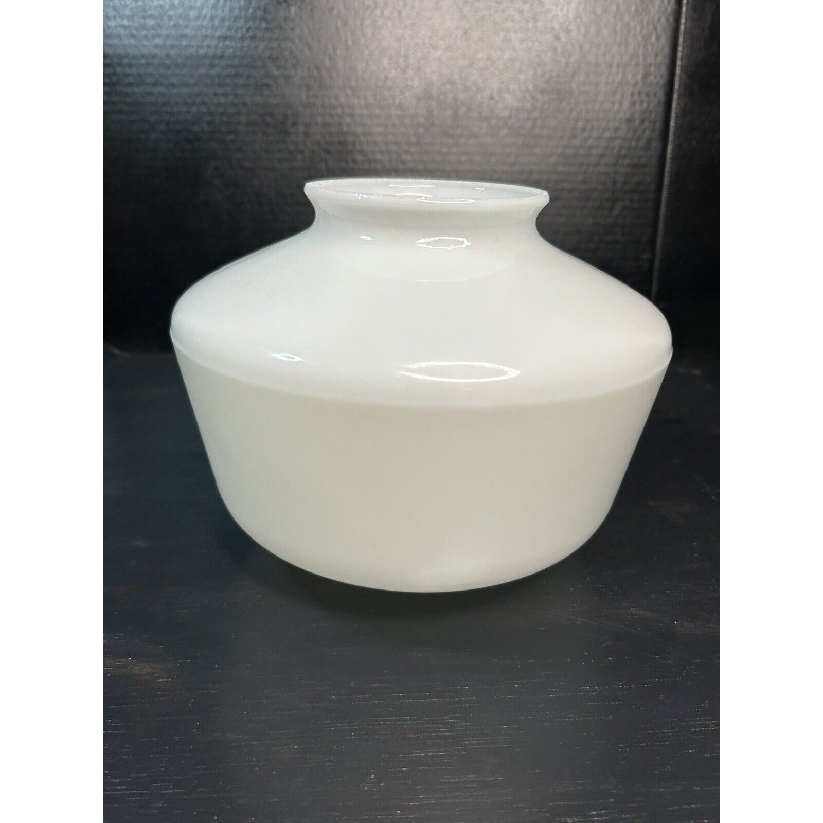 MCM milk glass schoolhouse light shade interior view