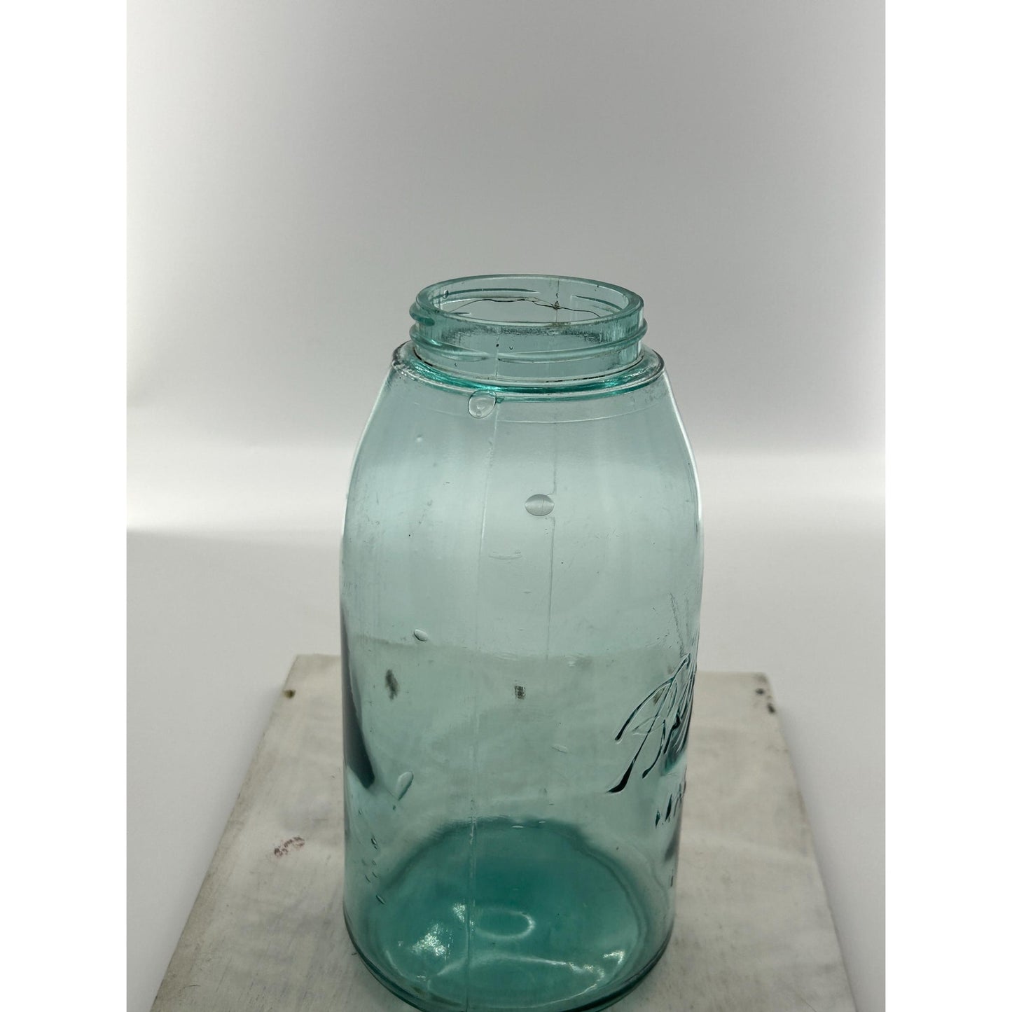 Antique Ball Mason Half Gallon Aqua Blue Triple L Script 1910–1923 Shoulder Seal Zinc Lid Large Early Collector Fruit Jar. Underlined Script