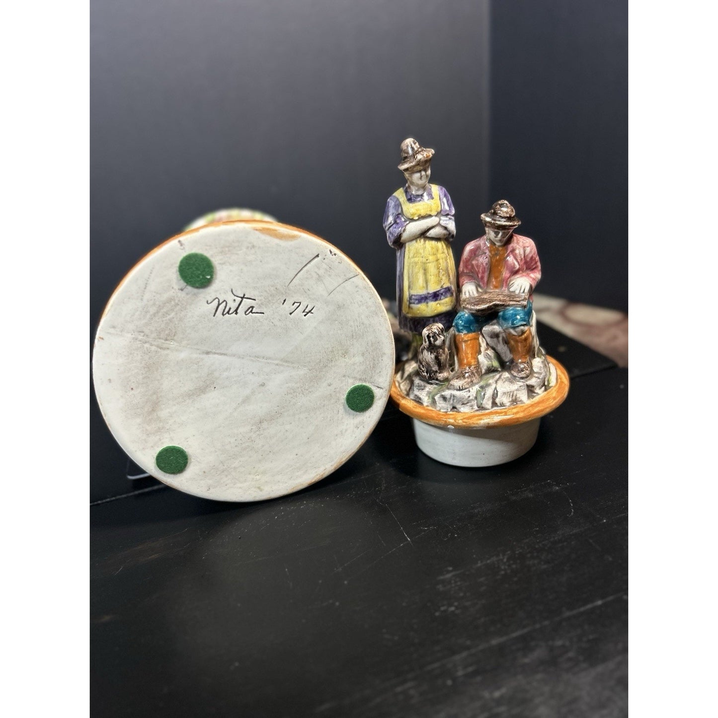 VINTAGE LARGE HANDMADE HAND PAINTED HUNTING GERMAN 1974 BEER STEIN MUG WITH LID