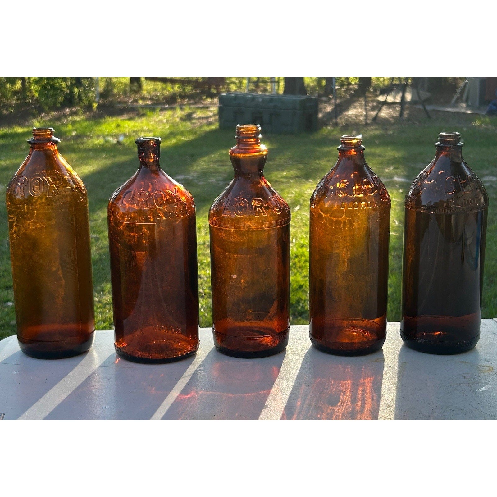 Rare Vintage Lot of 5 Clorox Glass Bottles 1932-1955 Gorgeous Home Decor