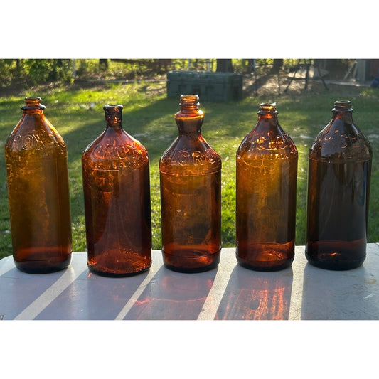 Rare Vintage Lot of 5 Clorox Glass Bottles 1932-1955 Gorgeous Home Decor