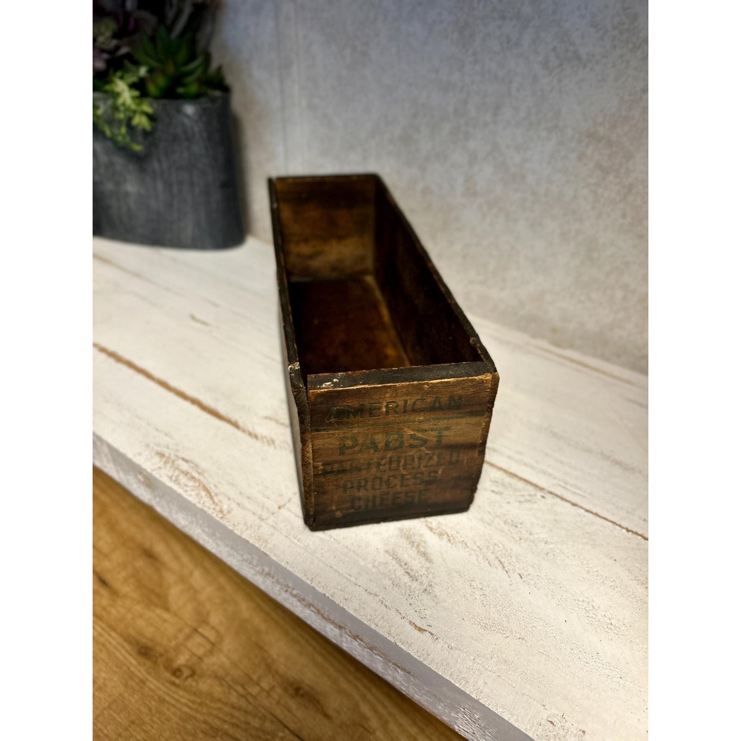 Antique Pabst Cheese Crate Wood Advertising Box Chicago IL Blue Label Pabst Blue Ribbon Related Farmhouse Decor