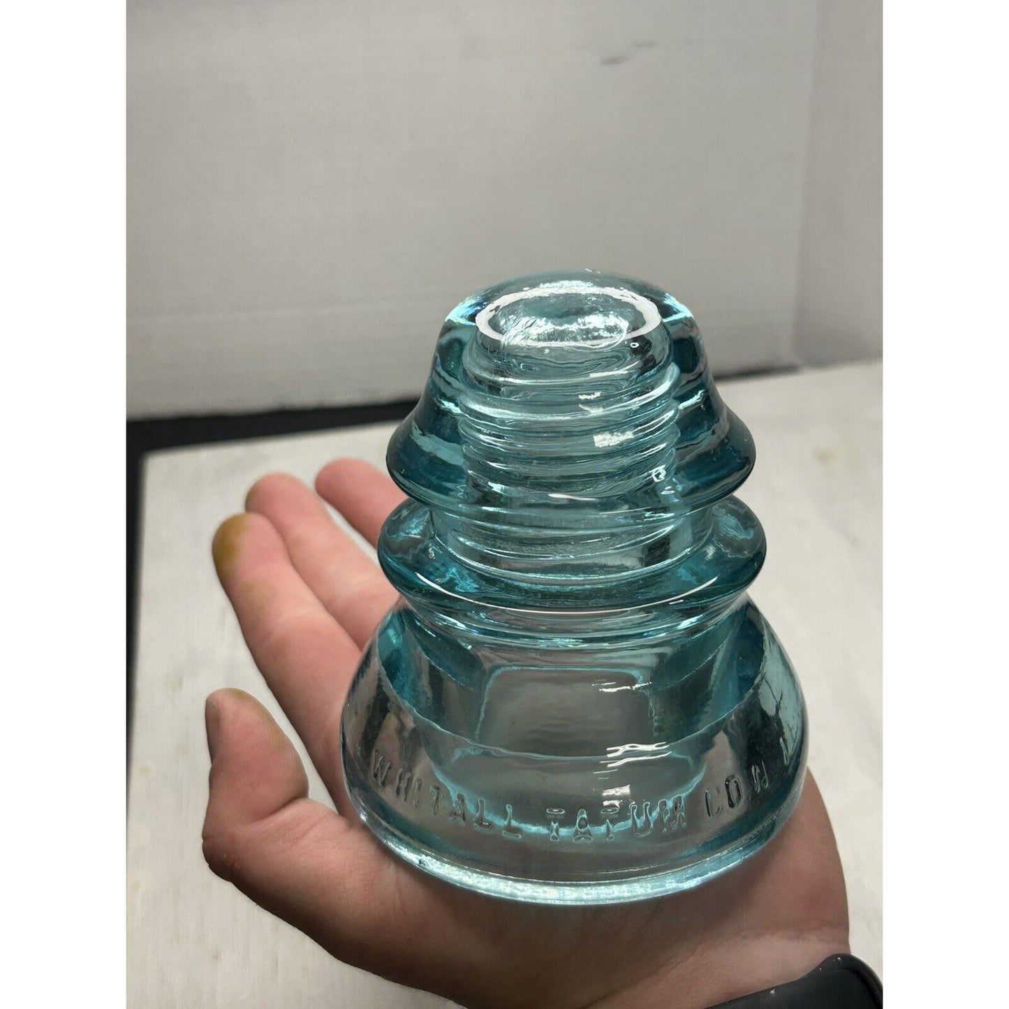 Antique Whitall Tatum Co. No. 1 Ice Blue Glass Insulator — Millville NJ — Second Example