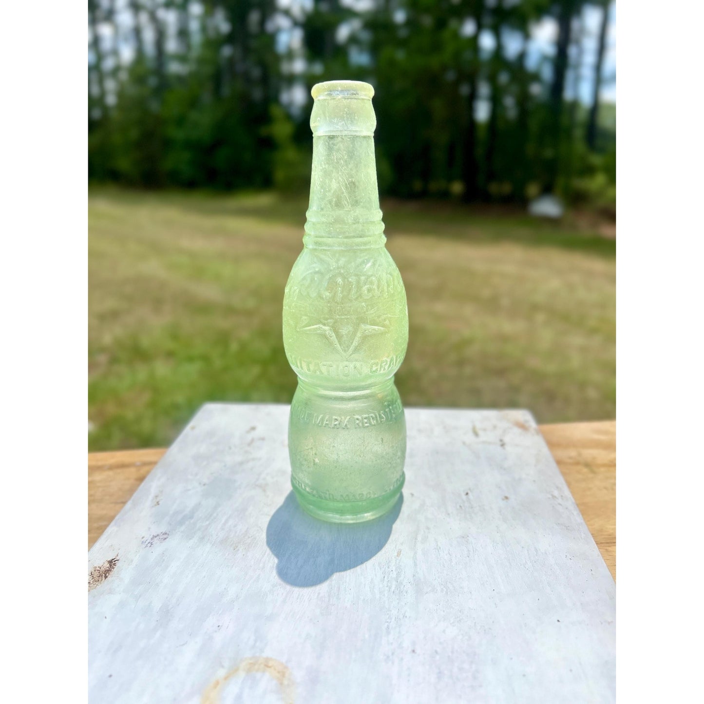 Antique NuGrape Soda Bottle, Savannah Georgia, Embossed 6 oz Green Glass, Patented March 9 1920 . Scarce vintage bottle. Savannah , GA