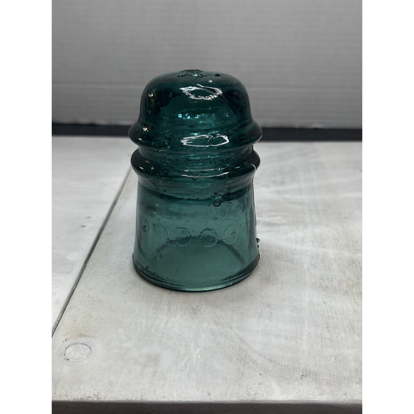 Antique Green Brookfield Glass Insulator — Embossed Dome Top — Uncommon Color