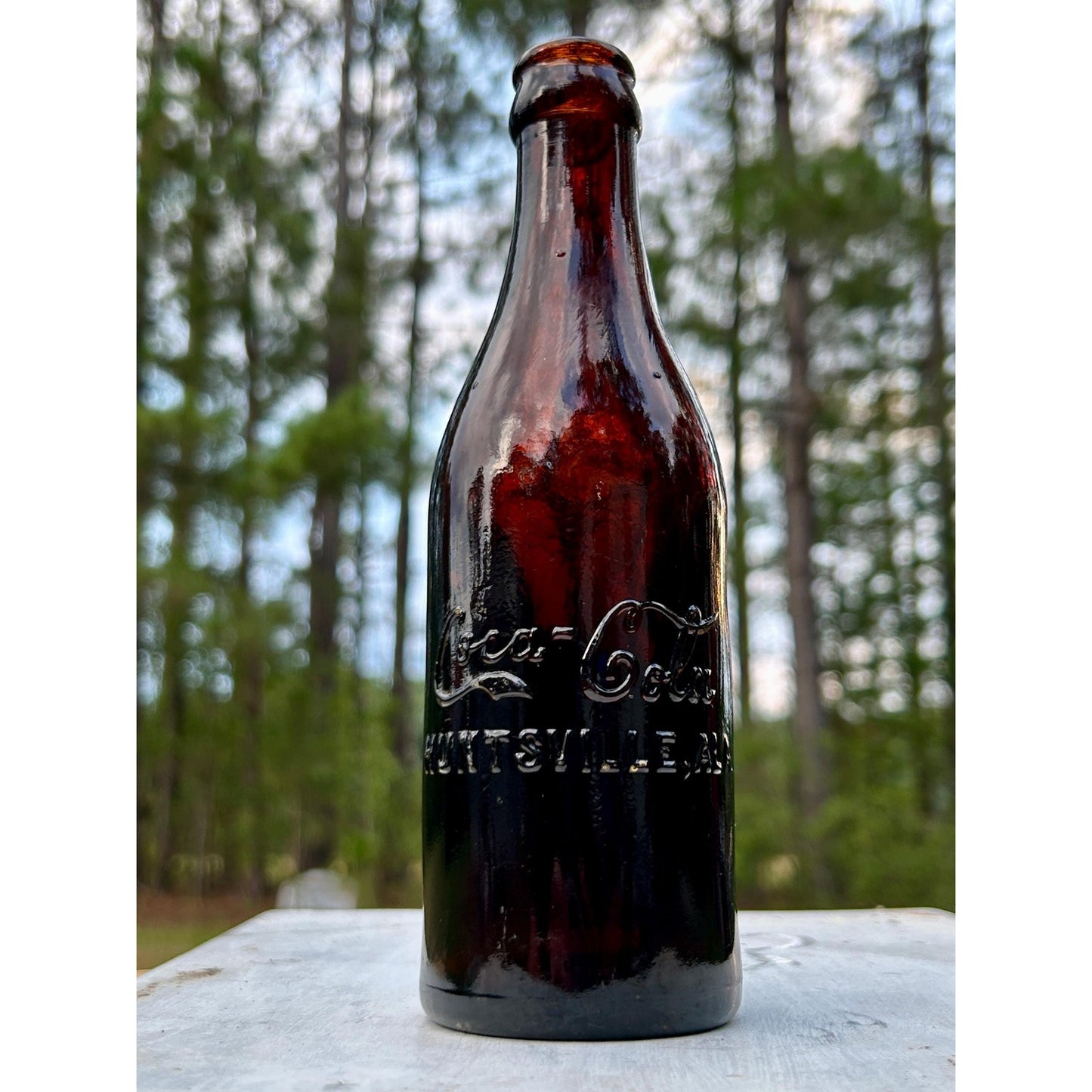 Antique 1910 Huntsville Alabama Coca-Cola Bottle, Cherry Amber Straight-Sided Coke, Double ROOT Error, Root 1069, Near Mint
