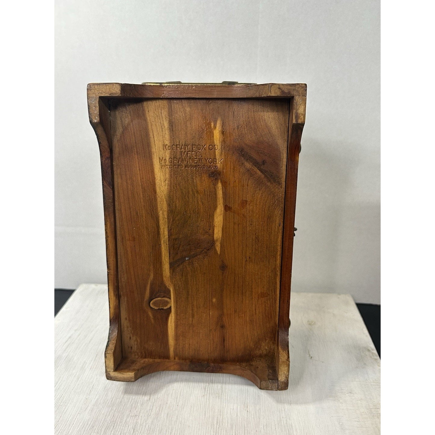 Vintage McGraw Box Company jewelry chest full profile view
