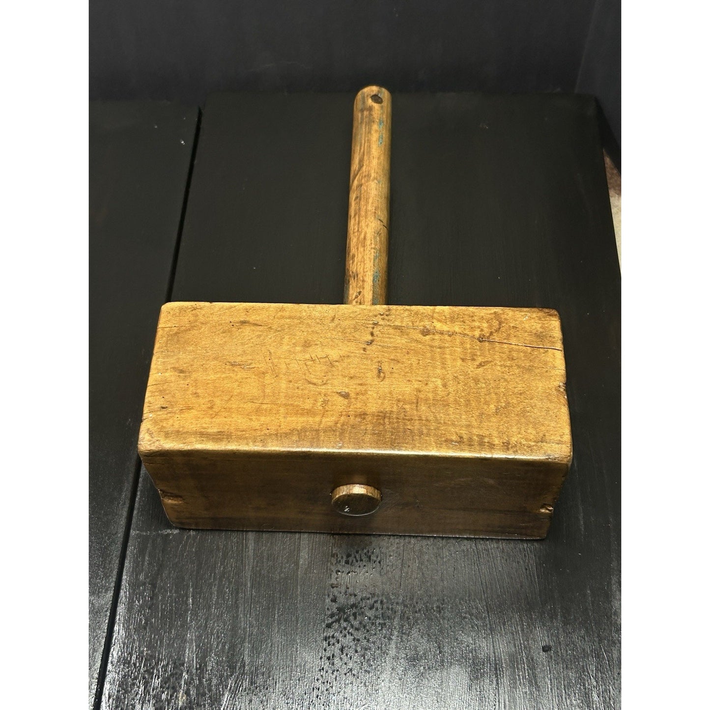 Antique Joiner's Mallet — Late 1800s Solid Hardwood Head — Heavy Early-American Woodworking Tool — Primitive Workshop Decor
