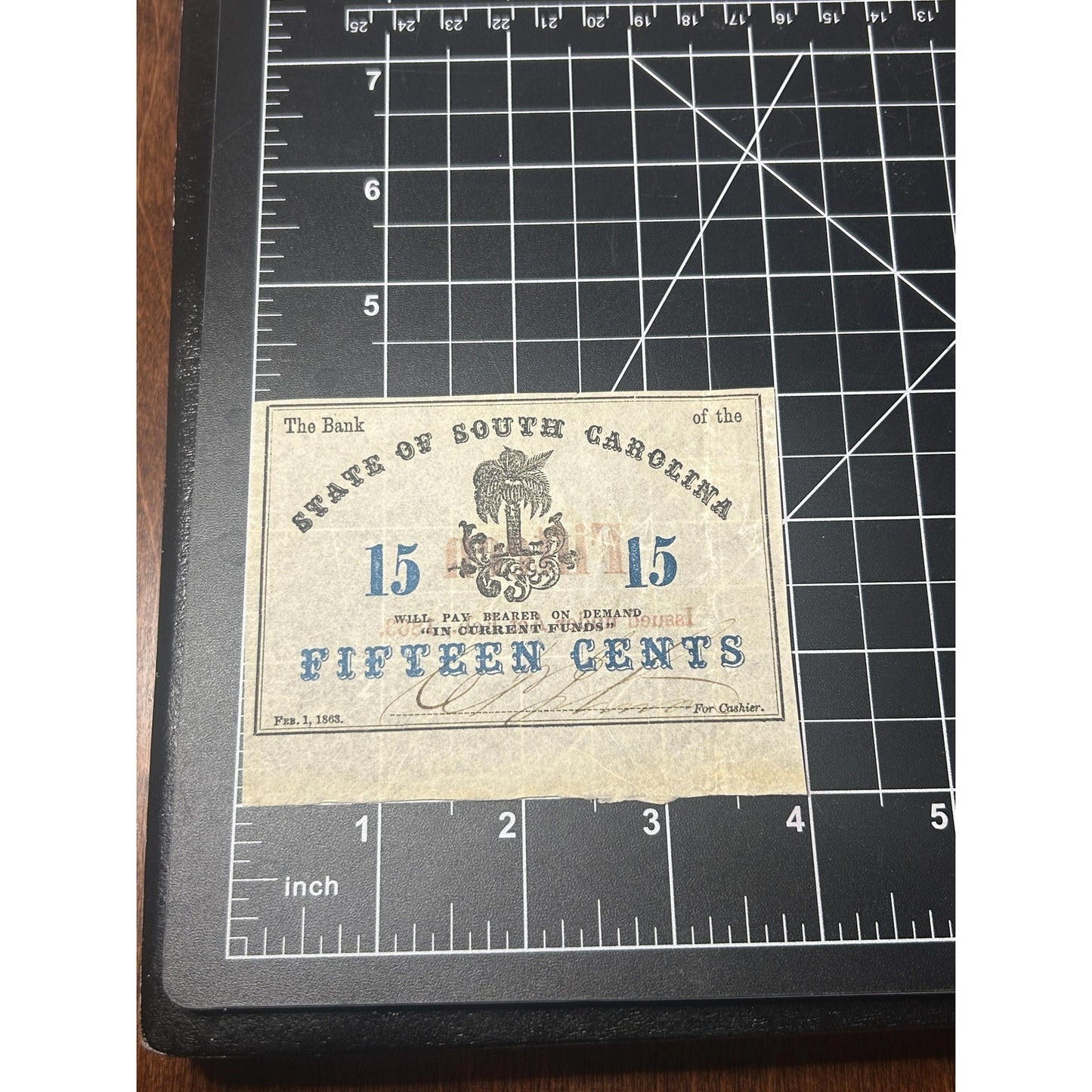 1863 South Carolina 15 Cent Civil War Fractional Currency Note – Confederate Era Bank of the State Antique Paper Money Rare condition!